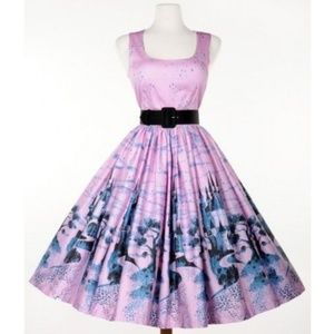Pinup Couture Aurora Dress Pink Castle Print (1X)